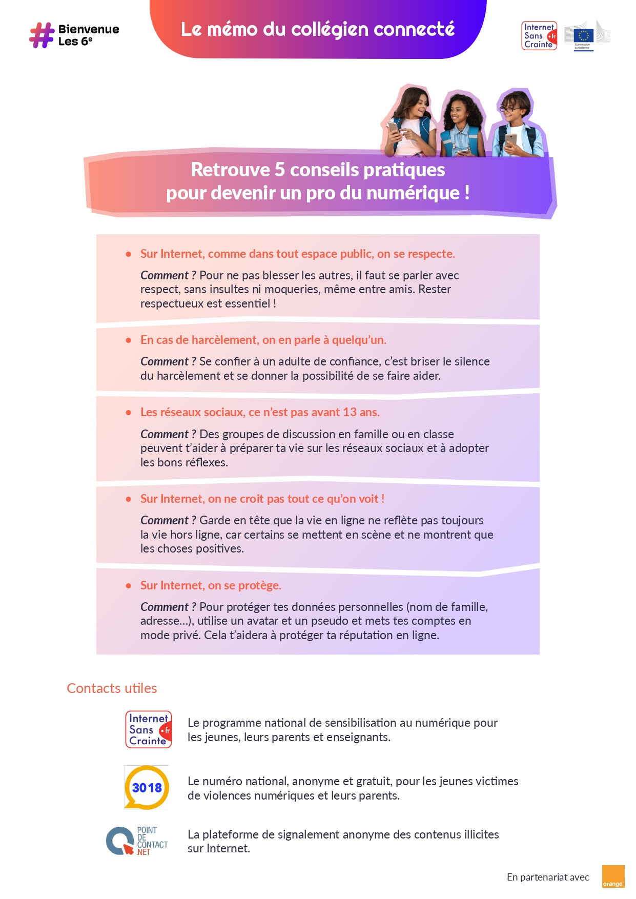 Le mémo du collégien connecté