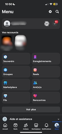 Chemin d’accès à Facebook Rencontres