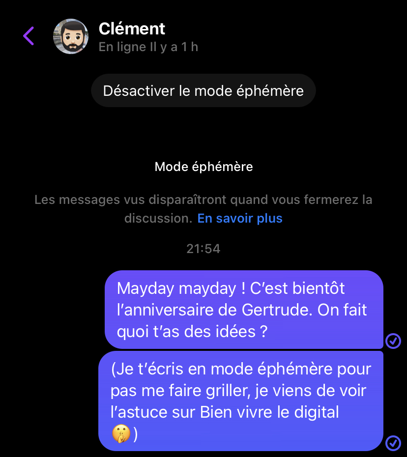 Les messages secrets sur Messenger