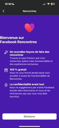 Page d’accueil Facebook Rencontres