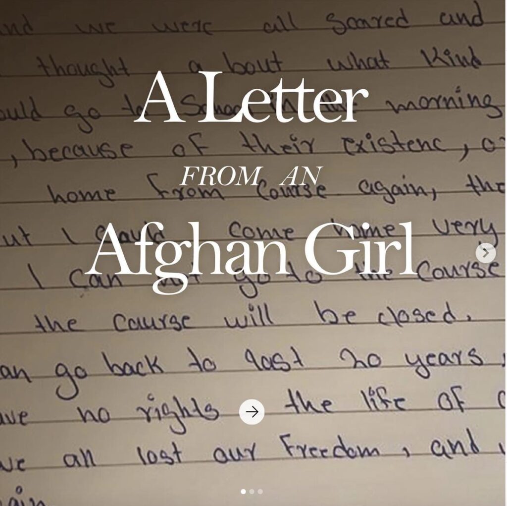 A letter from an Afghan girl