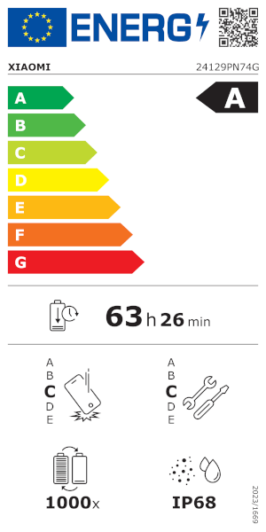 Label énergie du téléphone Xiaomi 15