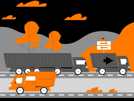 Le réseau Orange démontré comme un réseau routier avec une autoroute